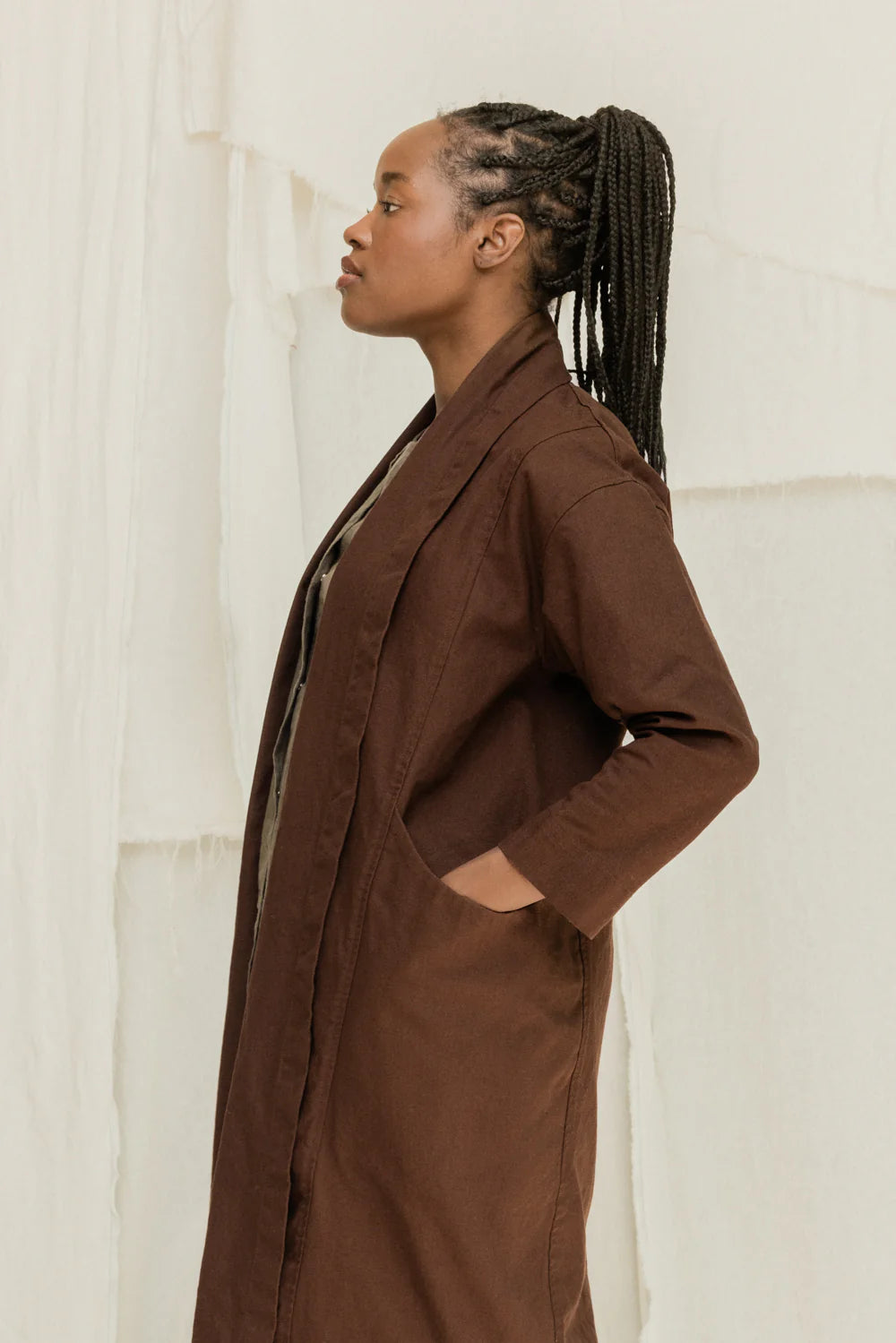 Clyde Trench in Organic Cotton Canvas, Umber, Size XXS/XS | Ready to Ship