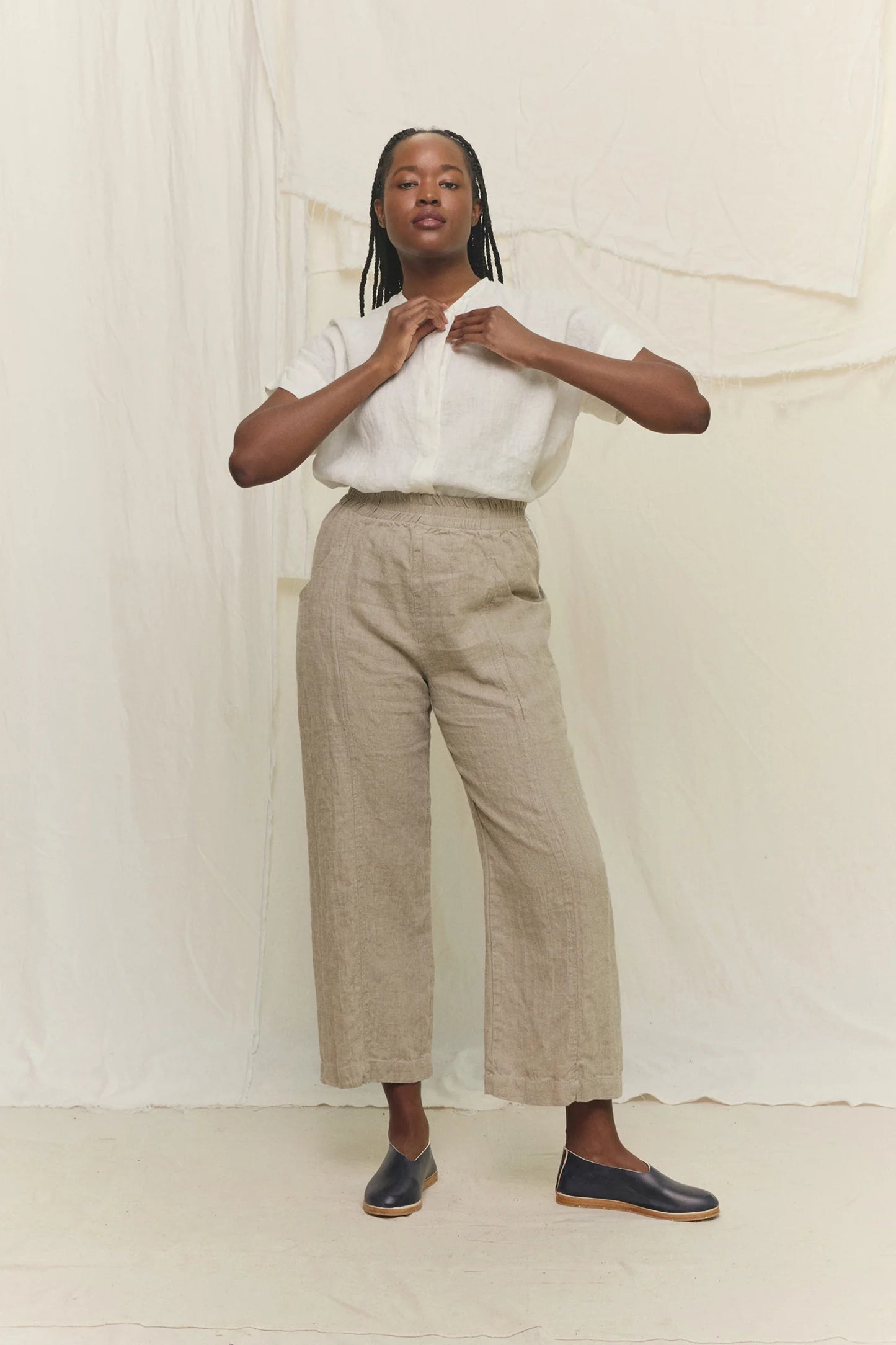 Georgia Snap Top in Lightweight Linen