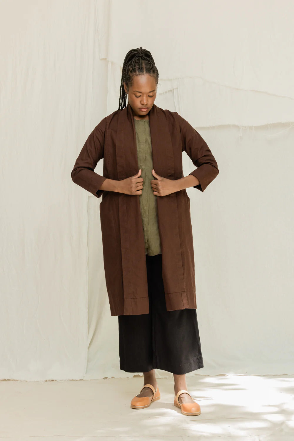 Clyde Trench in Organic Cotton Canvas, Umber, Size XXS/XS | Ready to Ship