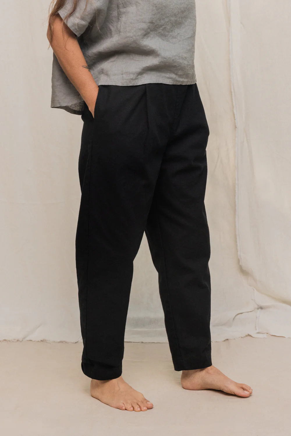 Andy Trouser in Organic Cotton Canvas, Black, Size XXS-Short | Ready to Ship