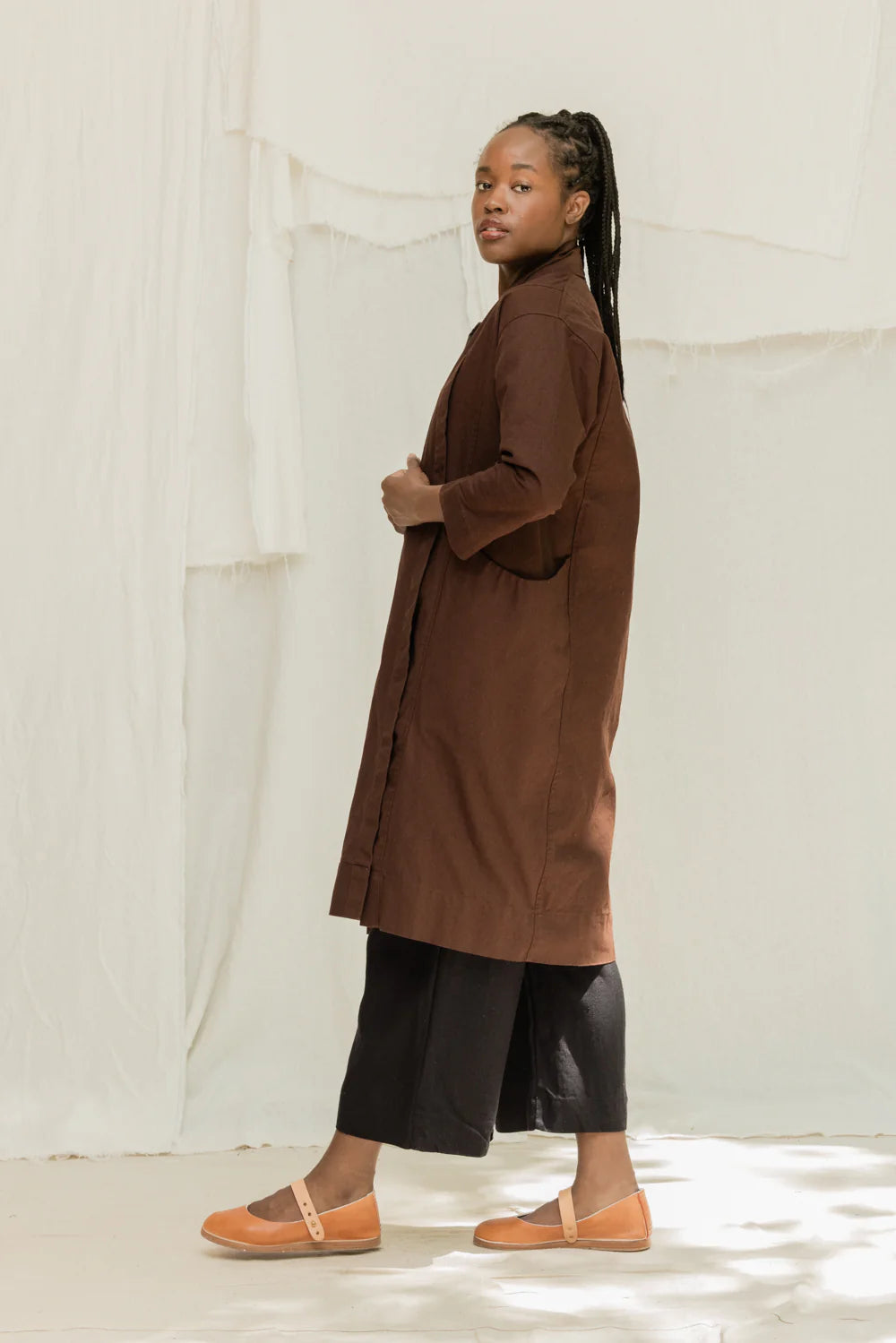 Clyde Trench in Organic Cotton Canvas, Umber, Size XXS/XS | Ready to Ship