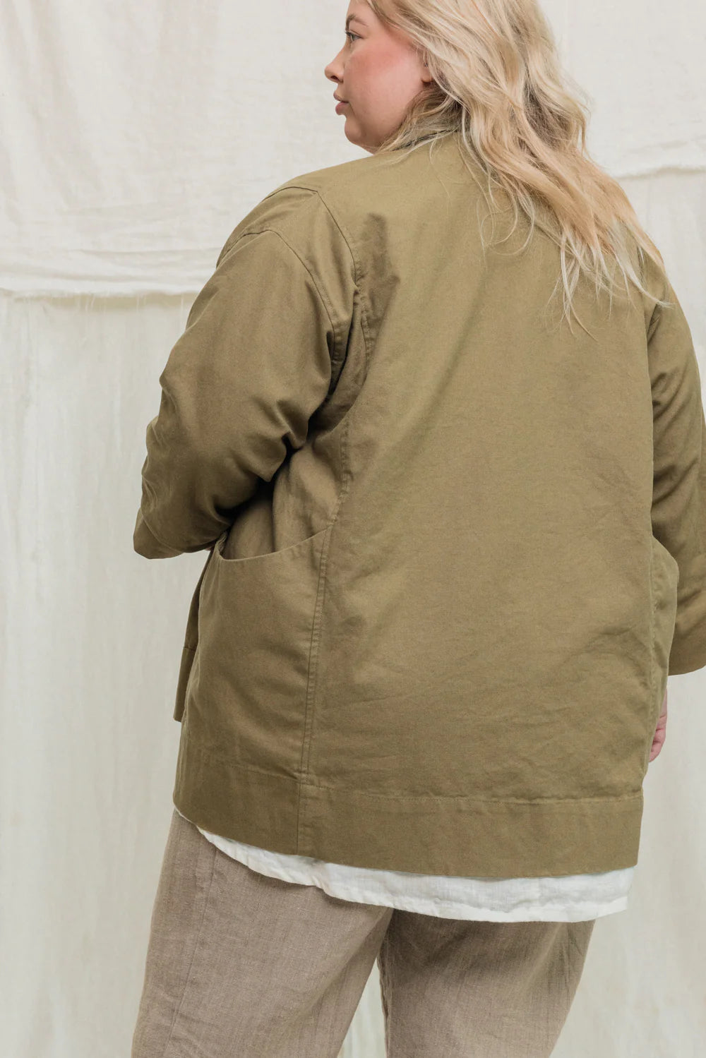 Clyde Jacket in Organic Cotton Canvas, Olivine, Size XXS/XS | Ready to Ship