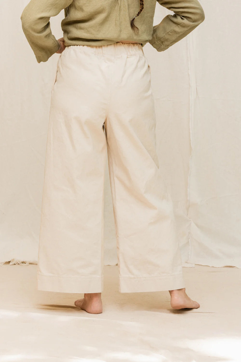 Florence Pant in Organic Cotton Canvas, Natural, Size XS-Regular | Ready to Ship