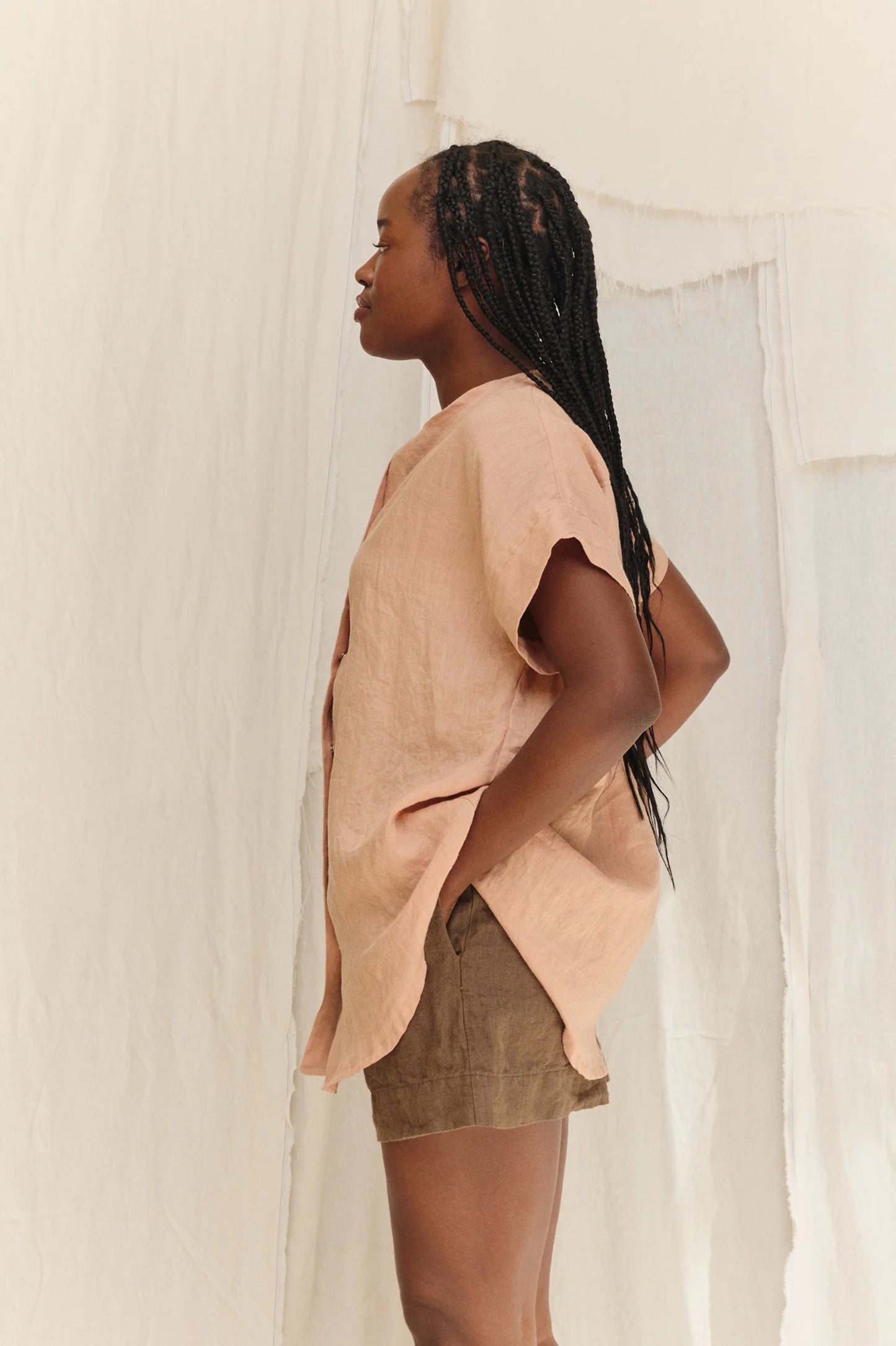 Georgia Snap Top in Lightweight Linen