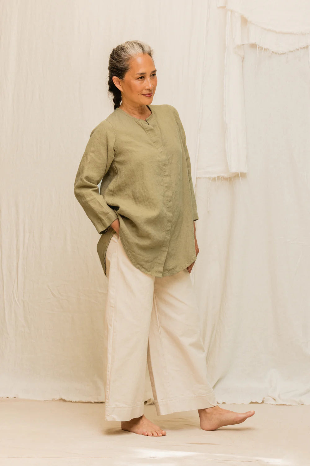 Florence Pant in Organic Cotton Canvas, Natural, Size XS-Regular | Ready to Ship