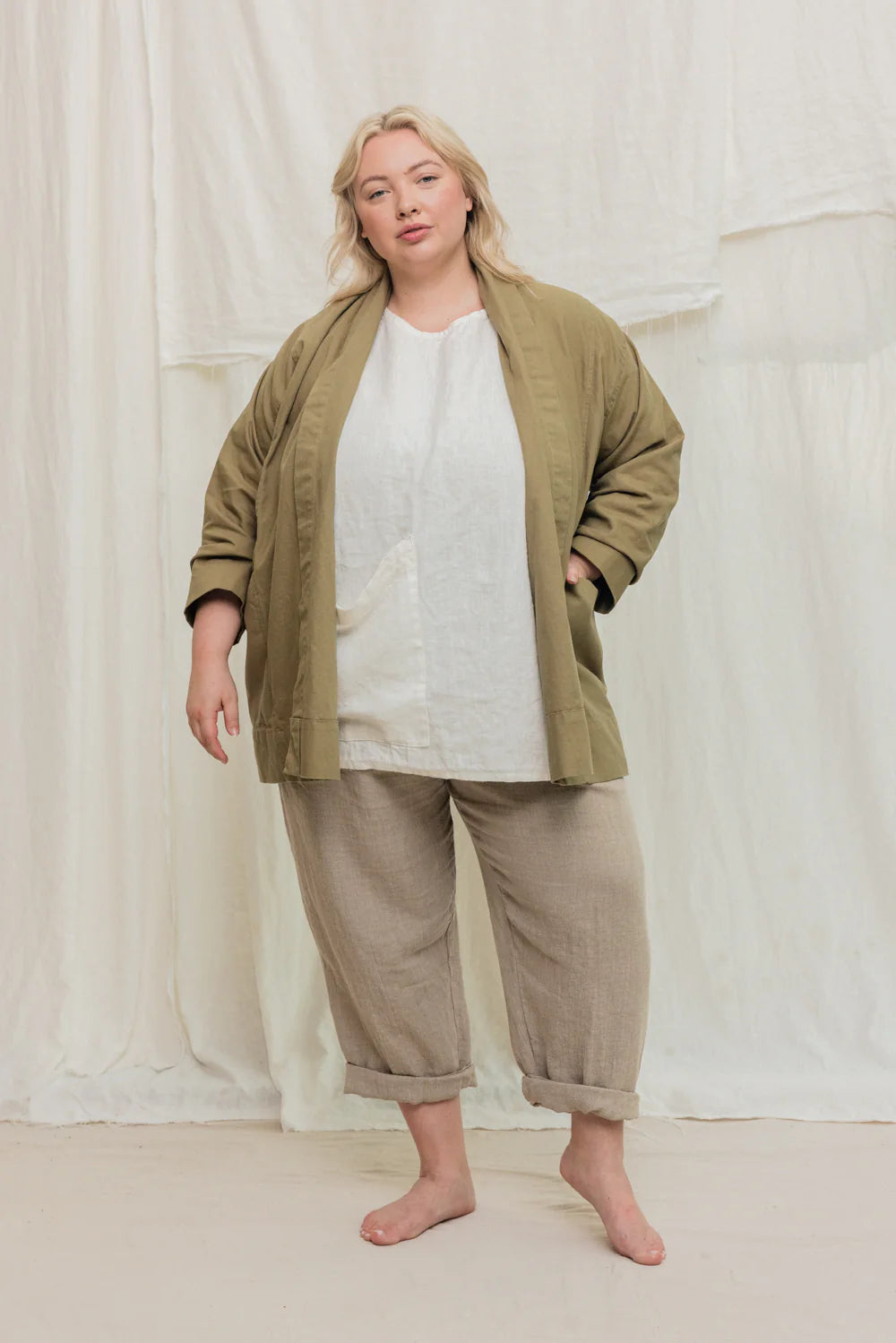 Clyde Jacket in Organic Cotton Canvas, Olivine, Size XXS/XS | Ready to Ship