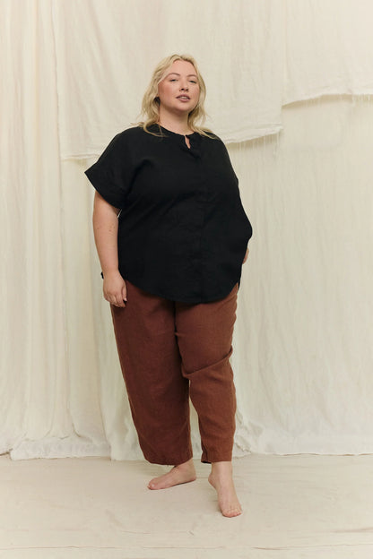 Georgia Snap Top in Lightweight Linen