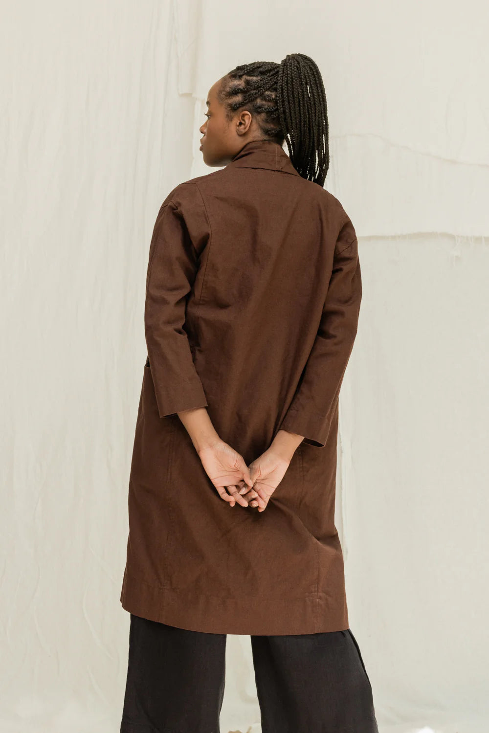 Clyde Trench in Organic Cotton Canvas, Umber, Size XXS/XS | Ready to Ship