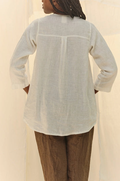 Long Sleeve Kara Snap Top in Lightweight Linen
