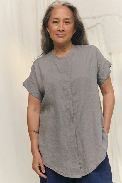 Georgia Snap Top in Lightweight Linen
