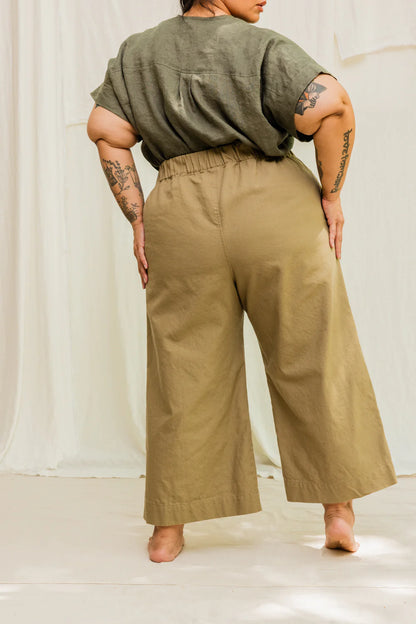 Florence Pant in Organic Cotton Canvas, Olivine, Size XS-Regular | Ready to Ship