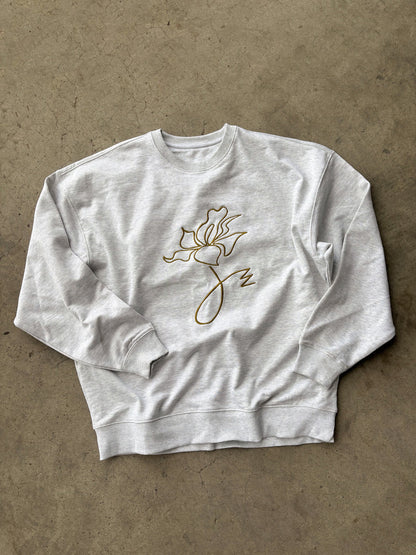 "Flora" Sweatshirt in Heather Gray Organic Cotton
