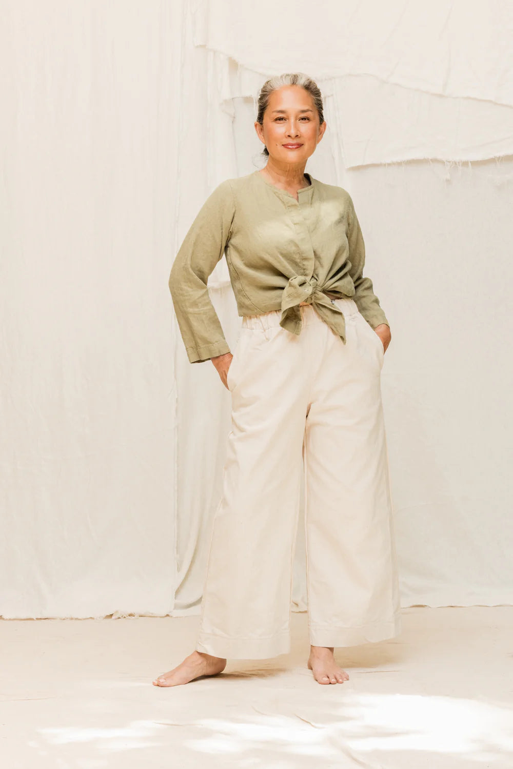 Florence Pant in Organic Cotton Canvas, Natural, Size XS-Regular | Ready to Ship