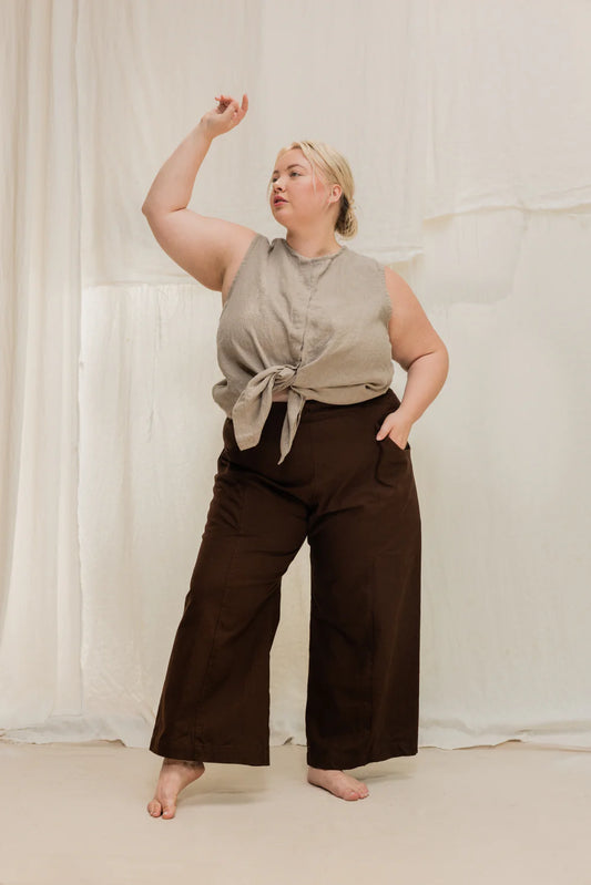 Clyde Culotte in Organic Cotton Canvas, Umber, Size M-Regular | Ready to Ship
