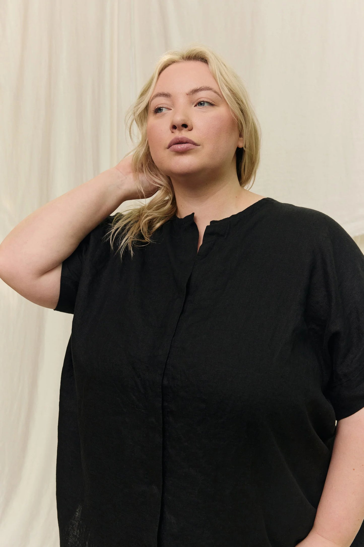 Georgia Snap Top in Lightweight Linen
