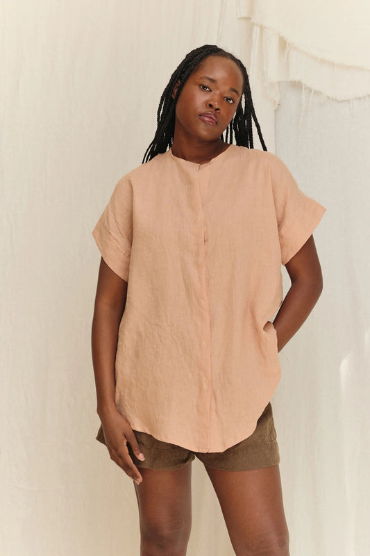 Georgia Snap Top in Lightweight Linen