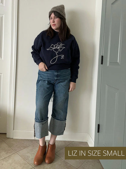 "Flora" Sweatshirt in Heather Gray Organic Cotton