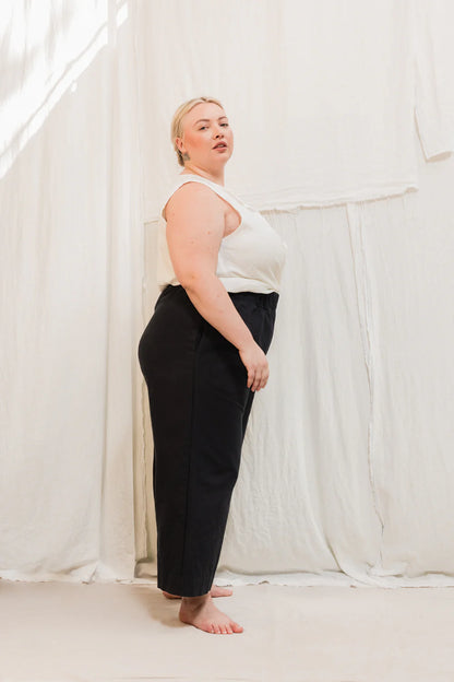 Florence Pant in Organic Cotton Canvas, Black, Size S-Regular | Ready to Ship