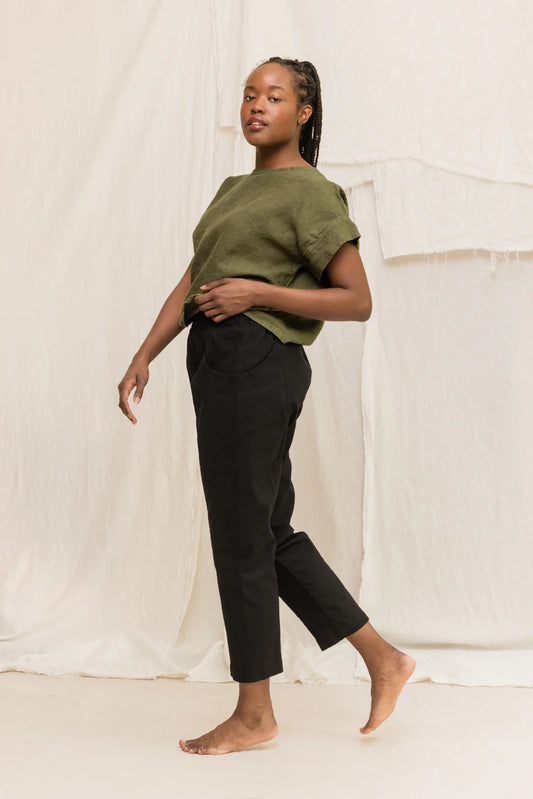 Clyde Work Pant in Organic Cotton Canvas, Black, Size XXS-Regular | Ready to Ship
