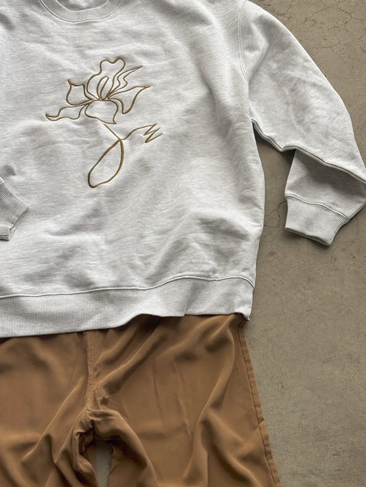 "Flora" Sweatshirt in Heather Gray Organic Cotton