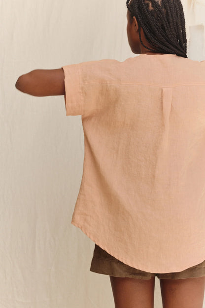 Georgia Snap Top in Lightweight Linen