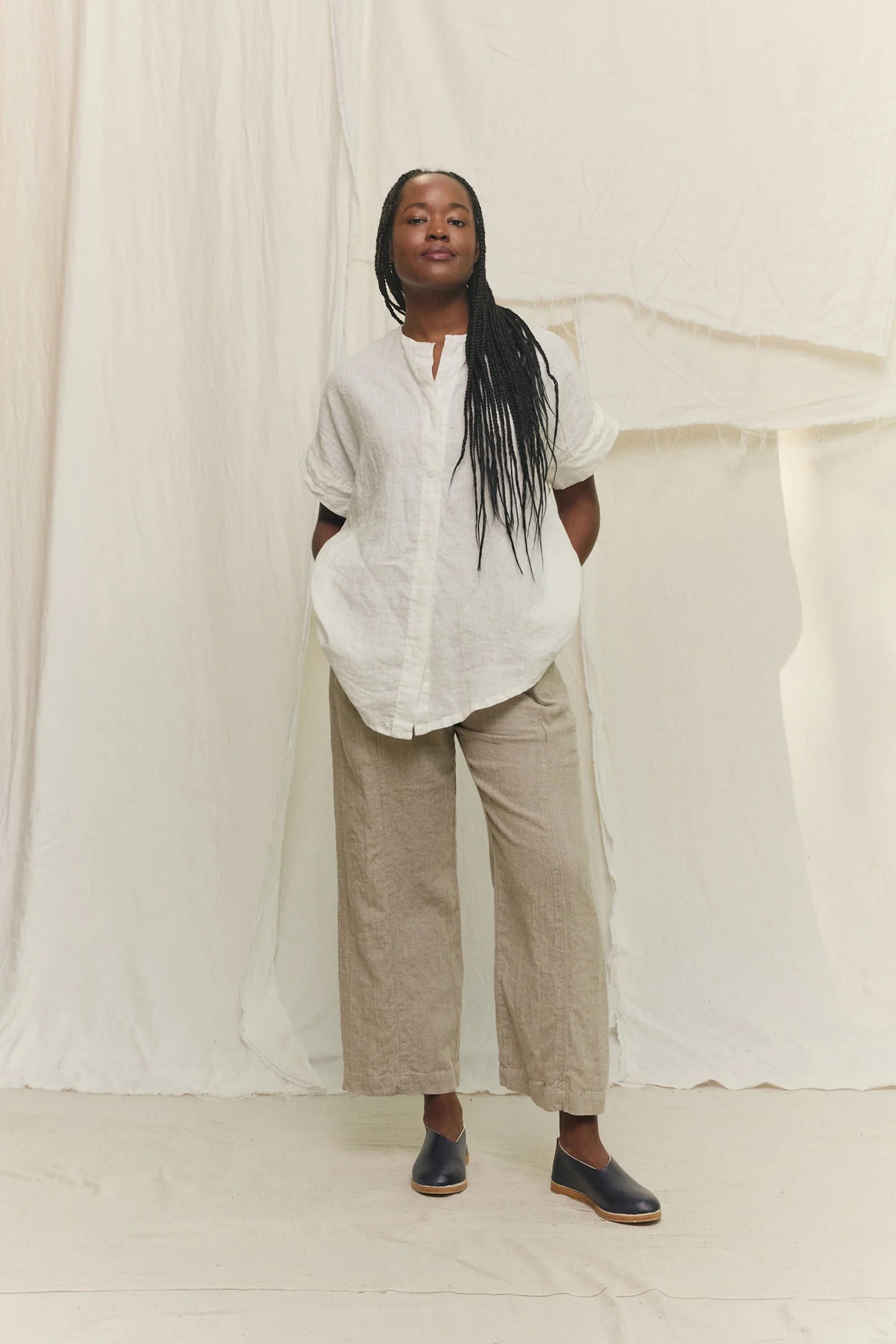 Georgia Snap Top in Lightweight Linen