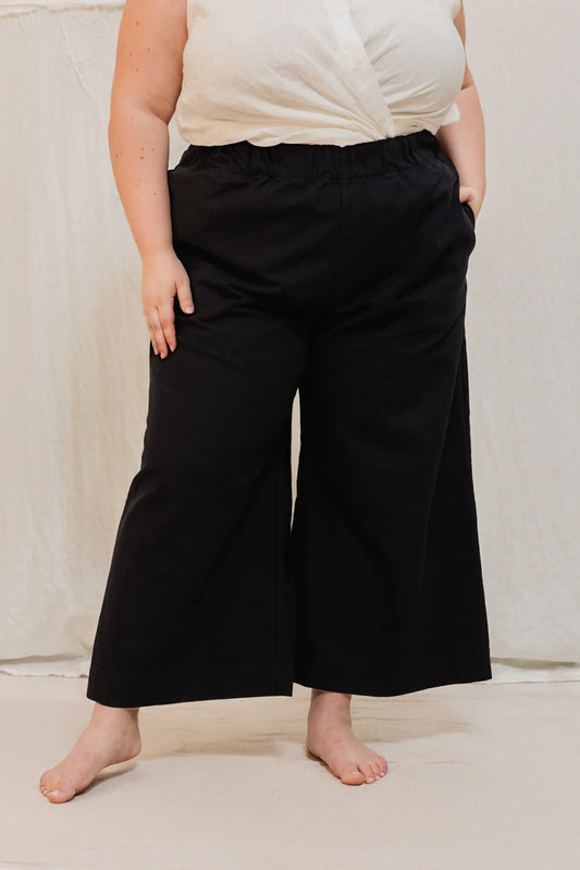 Florence Pant in Organic Cotton Canvas, Black, Size XS-Regular | Ready to Ship