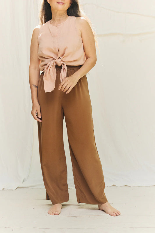 Florence Pant in Silk Crepe, Moss, Size L-Regular | Ready to Ship