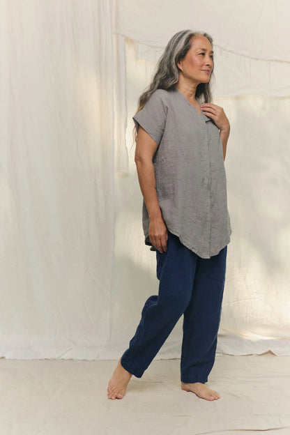 Georgia Snap Top in Lightweight Linen