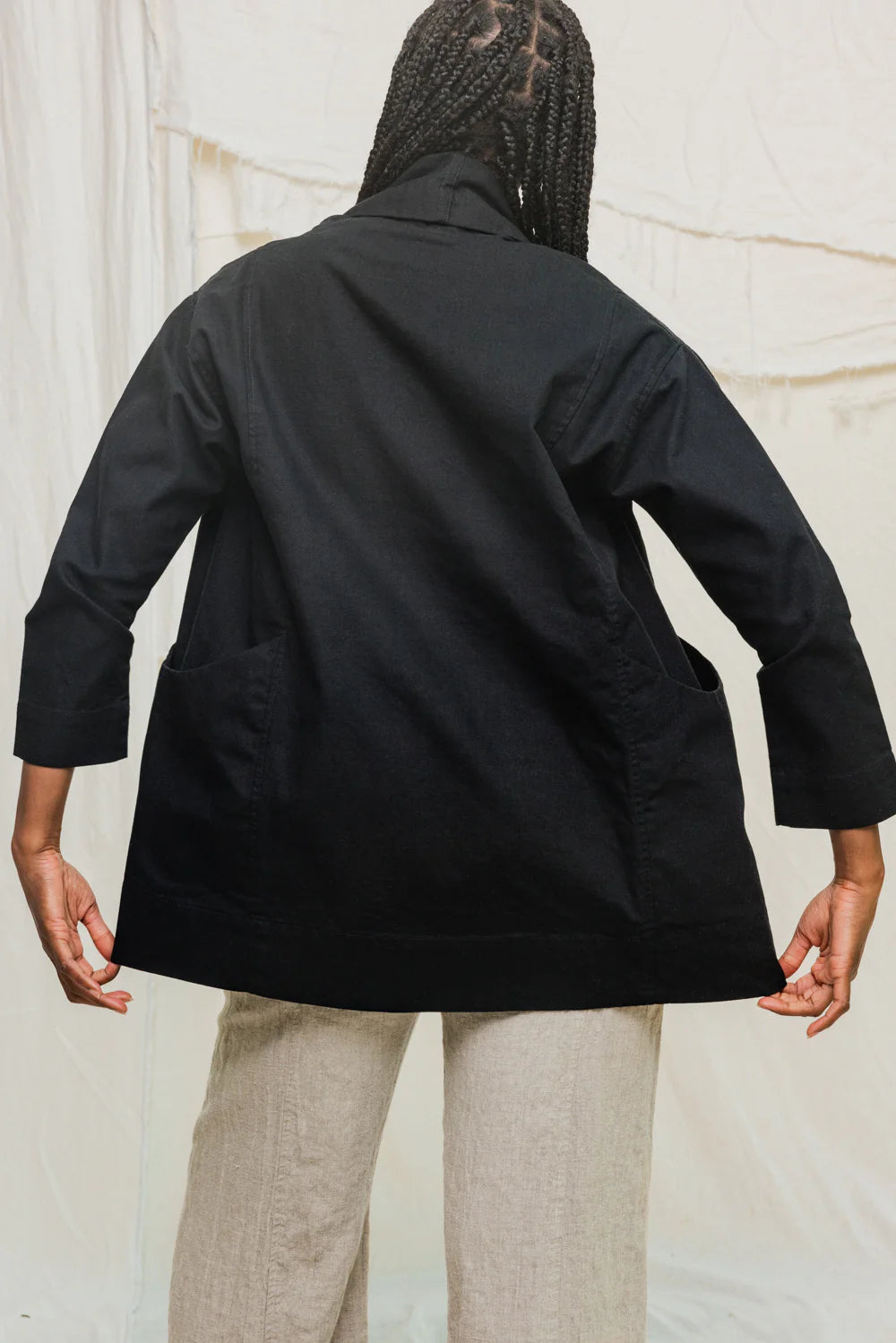 Clyde Jacket in Organic Cotton Canvas, Black, Size XXS/XS | Ready to Ship