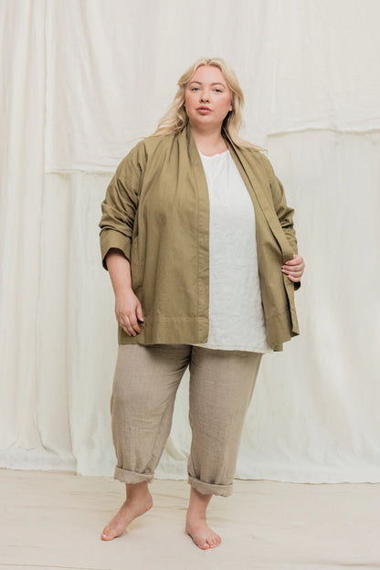 Clyde Jacket in Organic Cotton Canvas, Olivine, Size XXS/XS | Ready to Ship