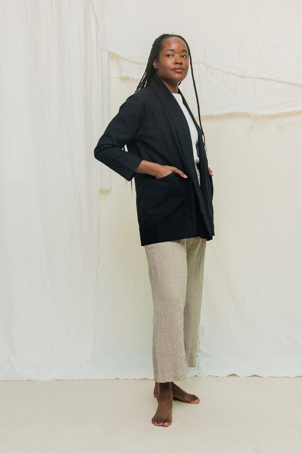 Clyde Jacket in Organic Cotton Canvas, Black, Size XXS/XS | Ready to Ship