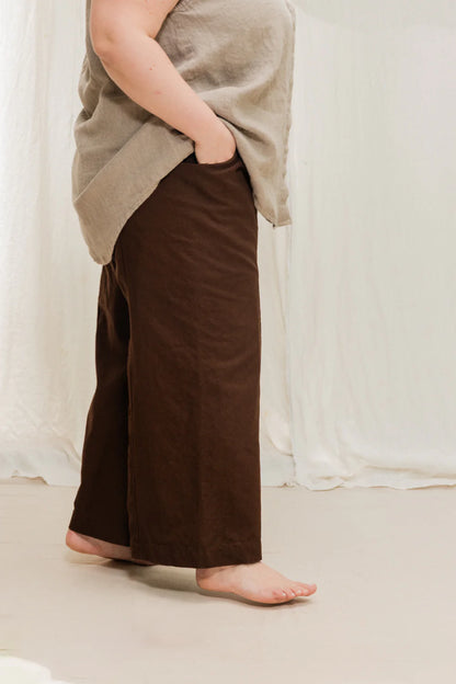 Clyde Culotte in Organic Cotton Canvas, Umber, Size M-Regular | Ready to Ship