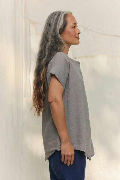 Georgia Snap Top in Lightweight Linen