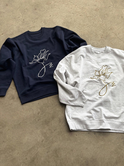 "Flora" Sweatshirt in Heather Gray Organic Cotton