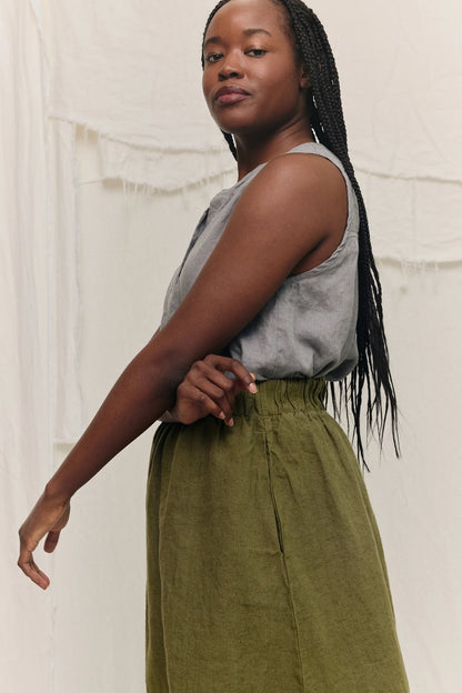 Sleeveless Kara Snap Top in Lightweight Linen