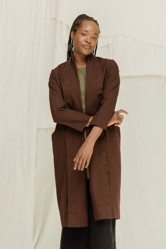 Clyde Trench in Organic Cotton Canvas, Umber, Size XXS/XS | Ready to Ship