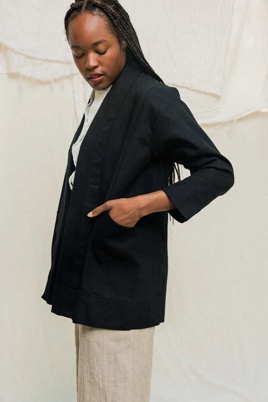 Clyde Jacket in Organic Cotton Canvas, Black, Size XXS/XS | Ready to Ship