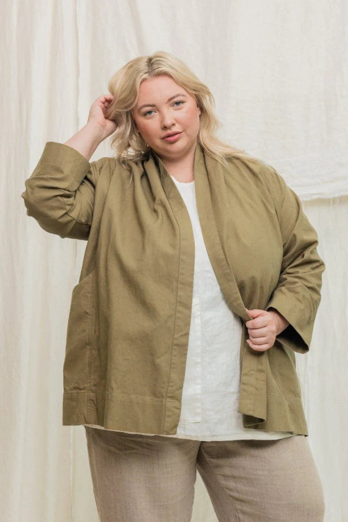 Clyde Jacket in Organic Cotton Canvas, Olivine, Size XXS/XS | Ready to Ship