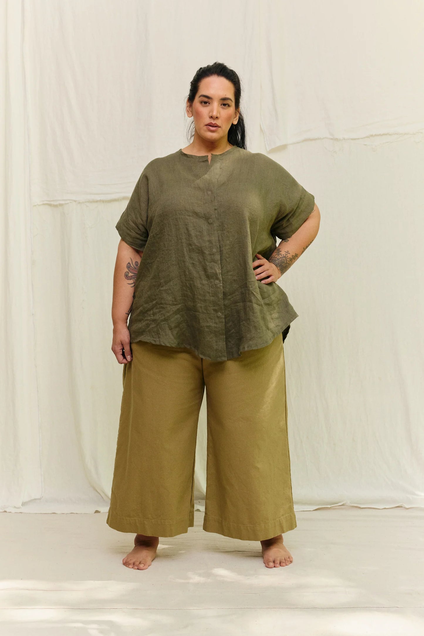 Georgia Snap Top in Lightweight Linen