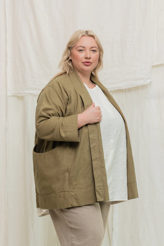 Clyde Jacket in Organic Cotton Canvas, Olivine, Size XXS/XS | Ready to Ship