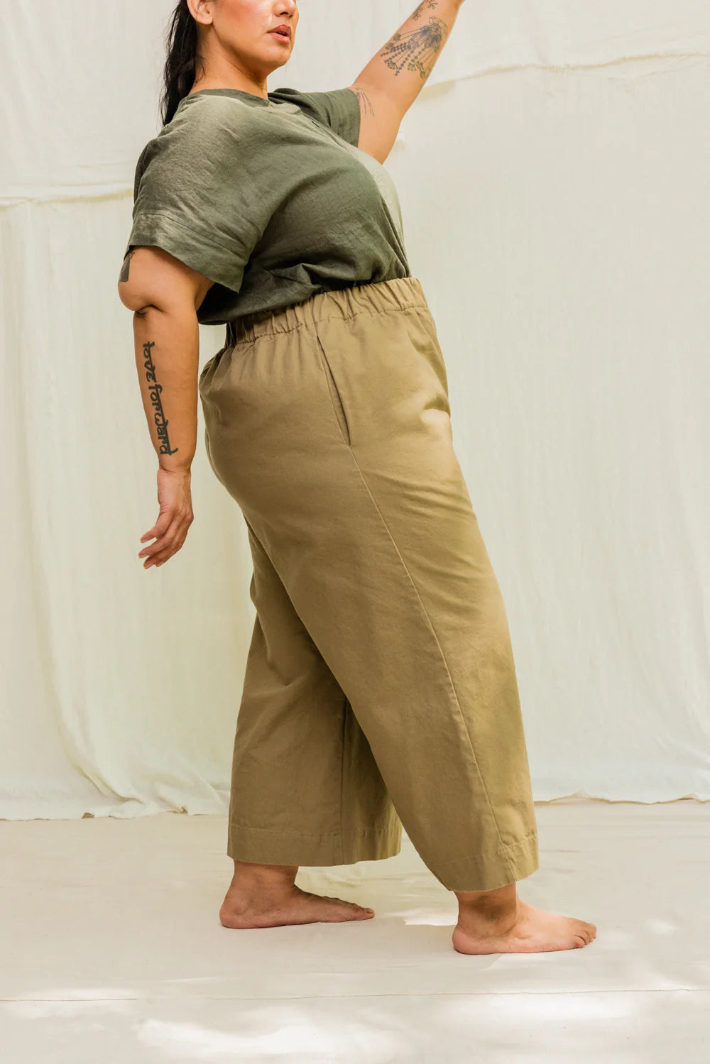 Florence Pant in Organic Cotton Canvas, Olivine, Size XS-Regular | Ready to Ship