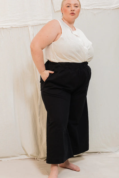 Florence Pant in Organic Cotton Canvas, Black, Size 4X-Regular | Ready to Ship
