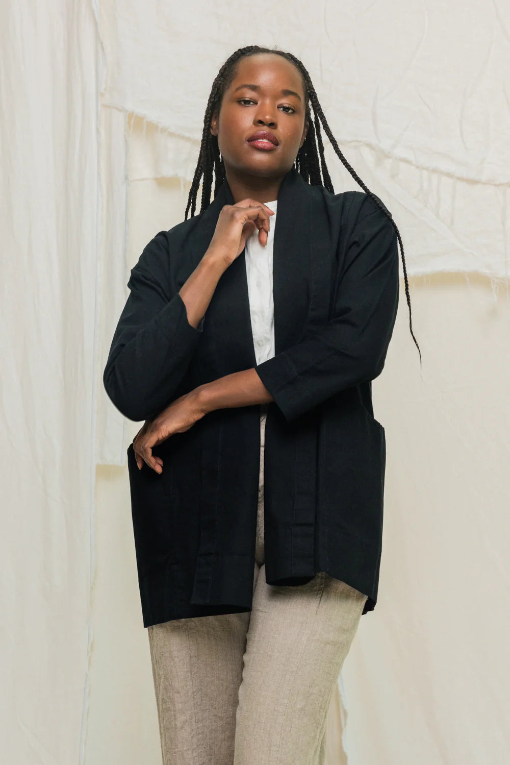 Clyde Jacket in Organic Cotton Canvas, Black, Size XXS/XS | Ready to Ship
