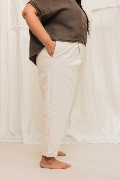 Andy Trouser in Organic Cotton Canvas, Natural, Size L-Tall | Ready to Ship