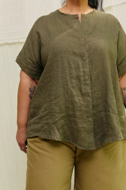 Georgia Snap Top in Lightweight Linen
