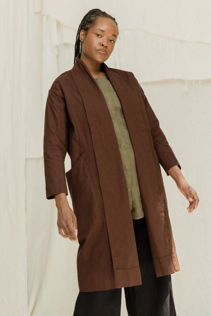 Clyde Trench in Organic Cotton Canvas, Umber, Size XXS/XS | Ready to Ship
