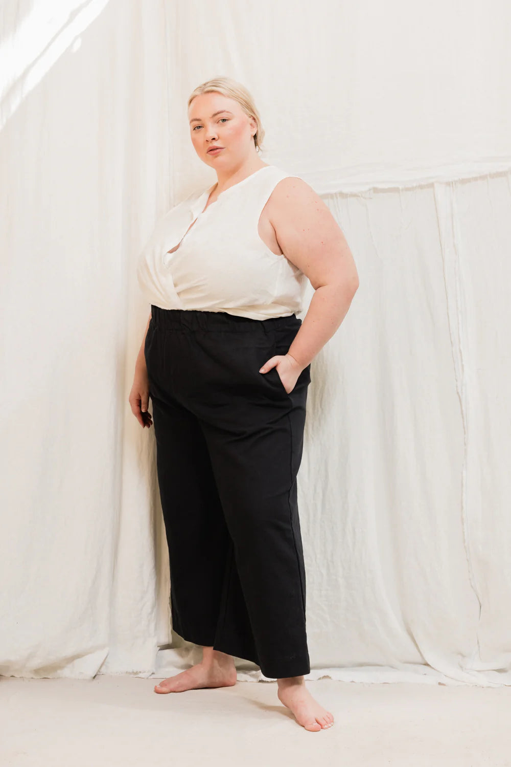 Florence Pant in Organic Cotton Canvas, Black, Size 4X-Regular | Ready to Ship
