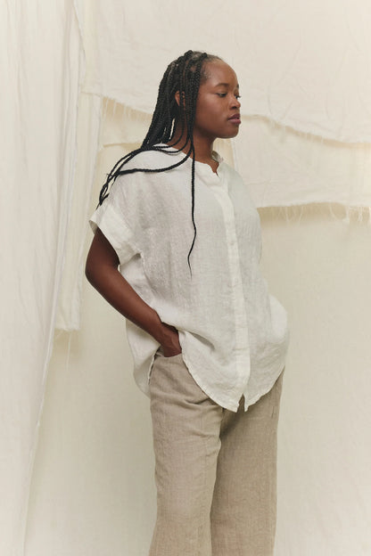 Georgia Snap Top in Lightweight Linen