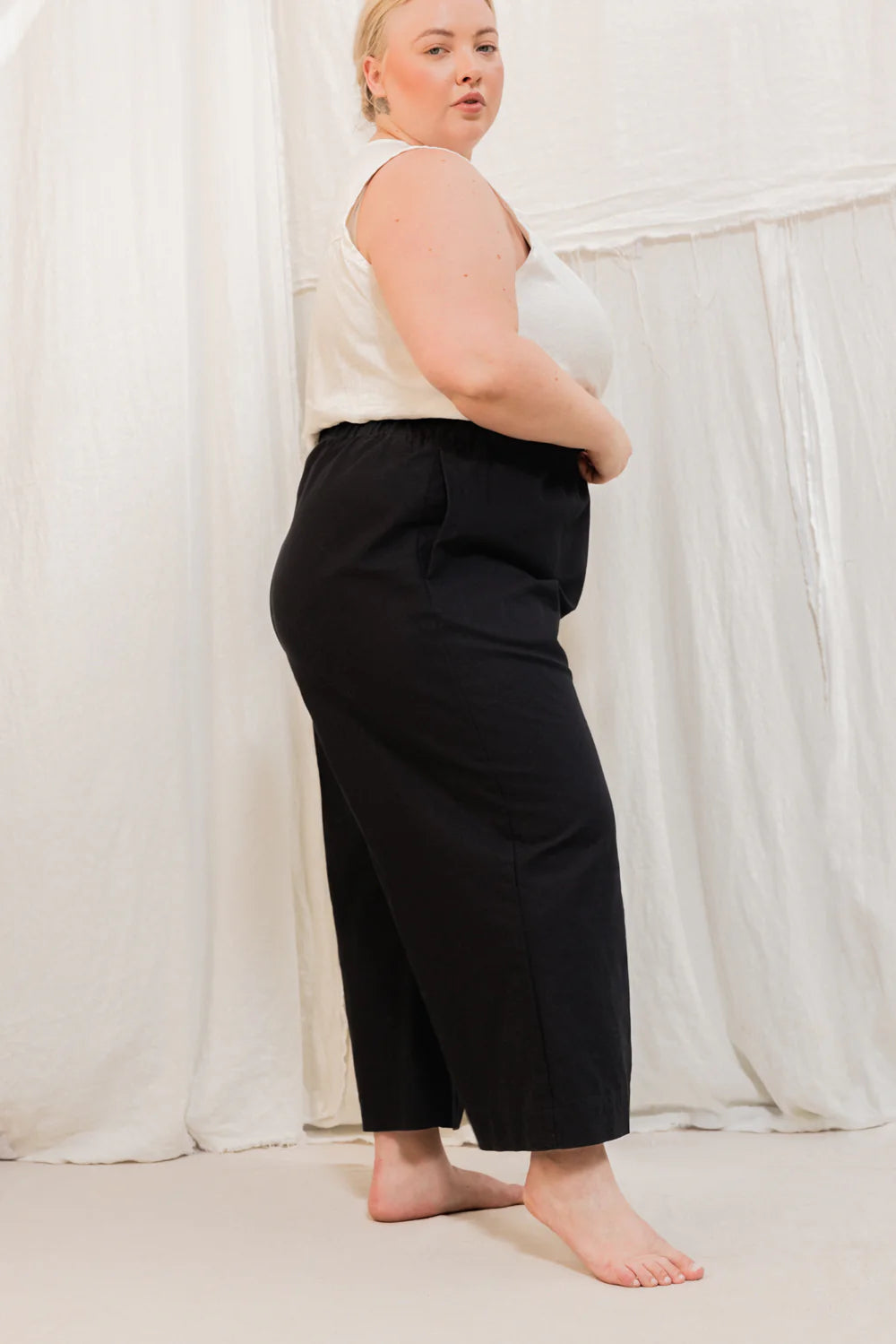 Florence Pant in Organic Cotton Canvas, Black, Size 4X-Regular | Ready to Ship